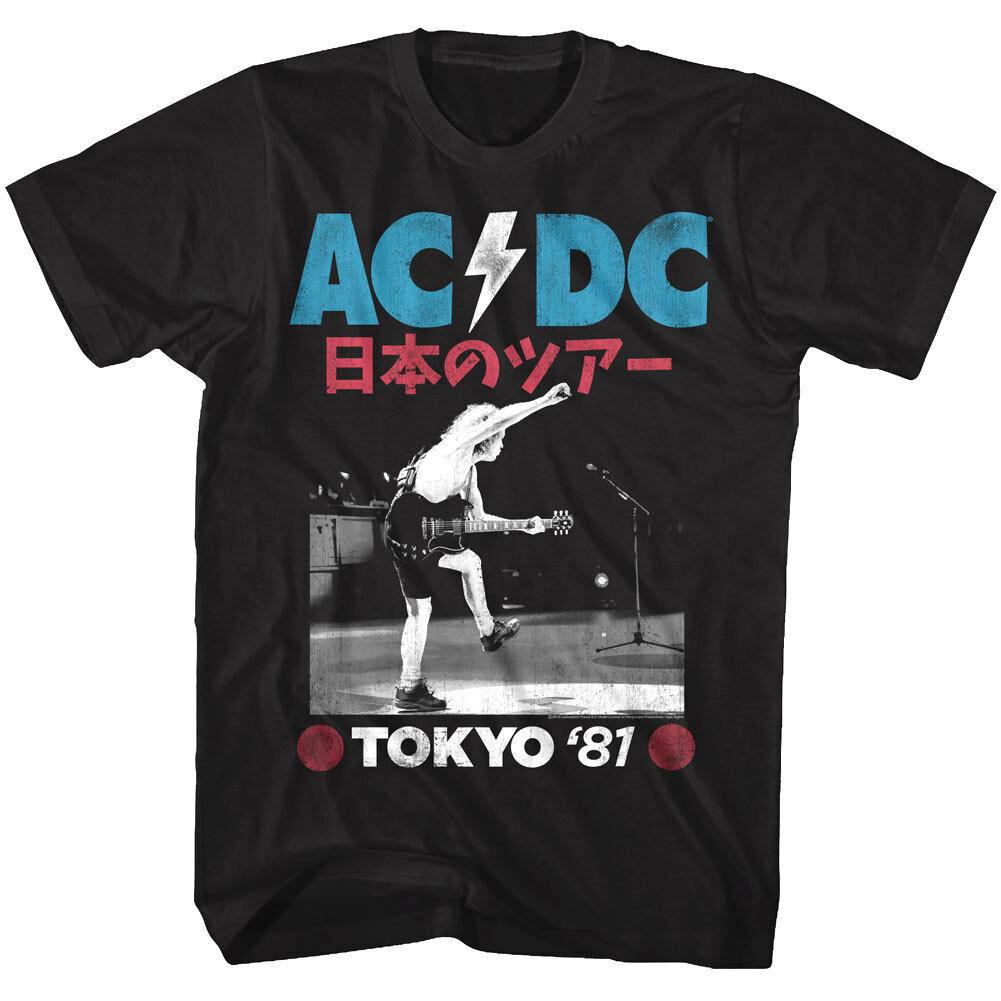 ACDC Band 1981 Tokyo Concert Commemorative Edition Men's Metal Punk Cotton Short Sleeve T-Shirt Graphic T Shirts