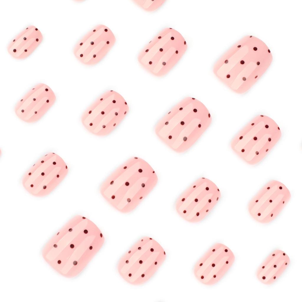 Polka Dot Wearable Nails - Short Style Fall/Winter Manicure False Nail Tips