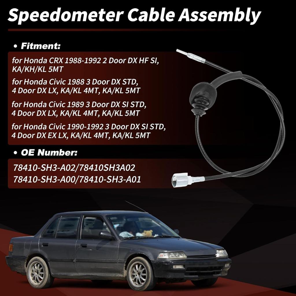 Speedometer Cable for Honda Civic CRX CX DX EX LX HF SI M/T 1988-1992, Speedometer Drive Cable Assembly No.78410-SH3-A02/78410-SH3-A00/78410-SH3-A01,