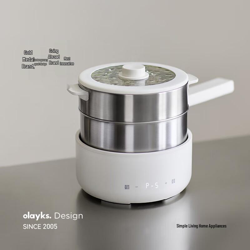 Olayks 2.5L Multifunctional Electric Cooking Pot with Steamer CN plug (adapter included)