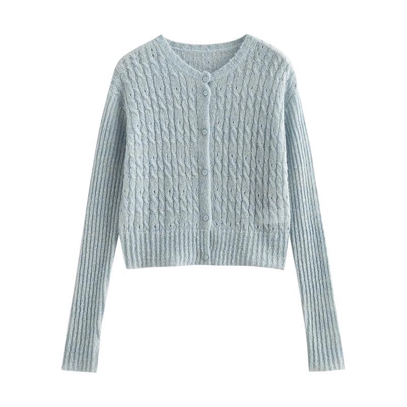 Chuyu Damen Aurora Stil Mohair Strick Lochmuster Cardigan