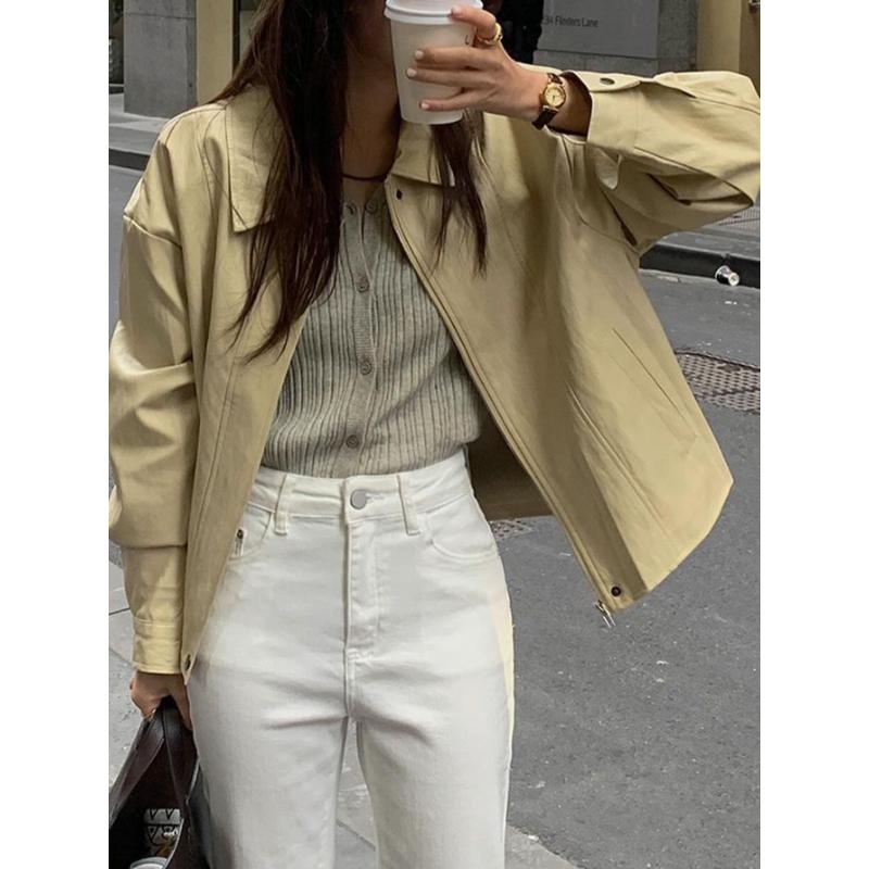 Französischer Stil Urlaubs All-Match Reißverschlussjacke Damen 2025 Herbst Winter