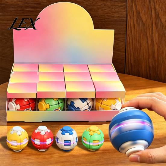 Party Bag Fillers Press to Spin Fidget Ball, Transformable Spinner Sensory Stress Relief Pocket Sized Games Toy for Adults Teens, Anxiety Focus