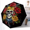 1pc Skull with Bandana and Roses Pattern Automatic, 8 Iron Frames, High-Value Folding Umbrella, Suitable for Office, Travel and Outdoor Adventure.Z075
