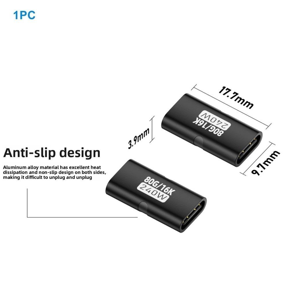 PD 3.1 240W USB C Female to Female Converter 16K 60HZ 80Gbps Magnetic Adapter Fast Charging Aluminum Alloy USB4 Type-C Extender