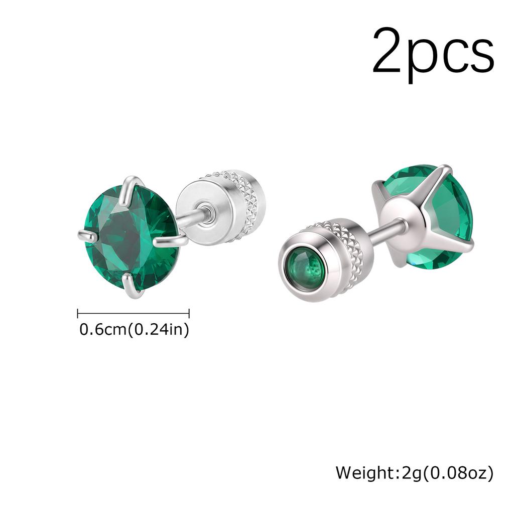 CZ Stud Earrings for Men Women,Hypoallergenic Stainless Steel Round Cubic Zirconia Stud Earrings,Body Piercing Jewelry