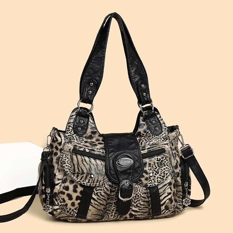 Vintage Leopard Schultertasche Damen Handtasche