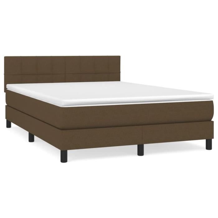 3140060 vidaXL Lit à sommier tapissier avec matelas Marron foncé 140x200 cm