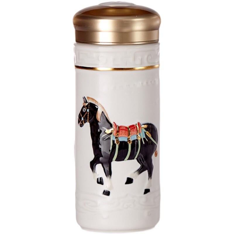 Gantangxuan Prosperous Horse Double-Layer Ceramic Travel Mug