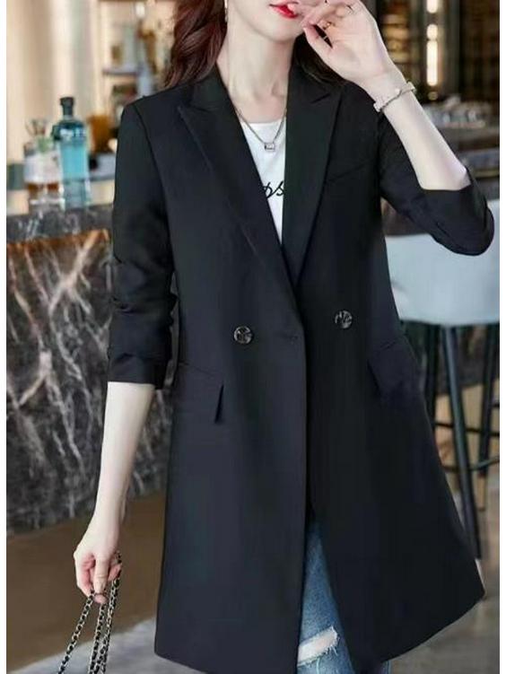 

Женский блейзер средней длины в корейском стиле - Мода весна/осень 2025 XL for 65-70 kg чёрный