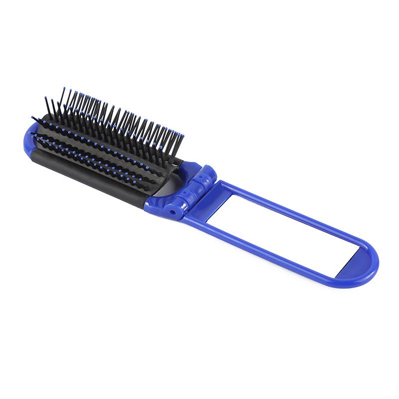 Portable Folding Mirror & Massage Comb for Girls - Travel-Friendly Hair & Makeup Accessory