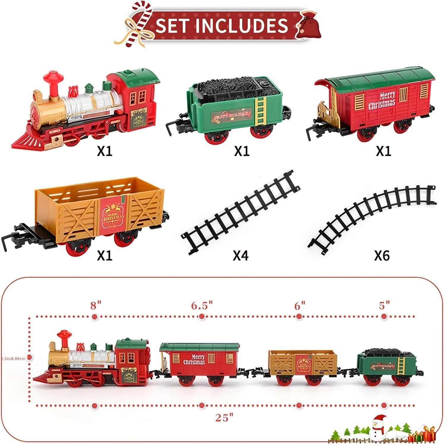 Electric Train Set Toys Around Tree For Kids Christmas Train Set With Sounds Include 4pcs Cars And 10pcs Tracks Trains Toys Christmas Train