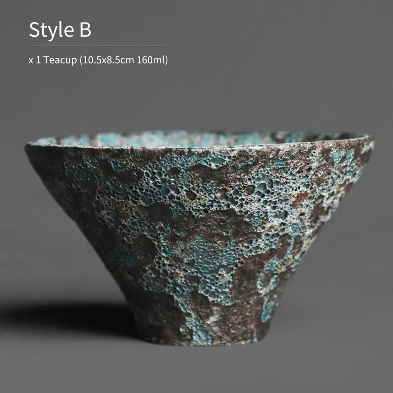 

160ml Ceramic Tea Cup Antique Handmade Japanese Style Coarse Pottery Kung Fu Tea Set B