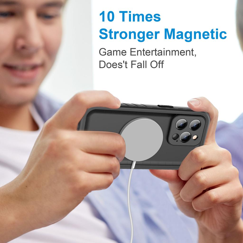 Husă magnetică pentru telefon Magsafe pentru iPhone 13 12 14 Pro Max Husă impermeabilă Protector de ecran încorporat Husă rezistentă la șocuri