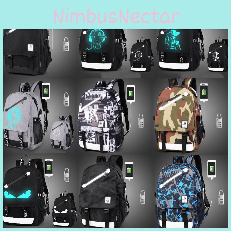 Cartoon Canvas Backpack With Large Capacity And Usb Port For School And Travel