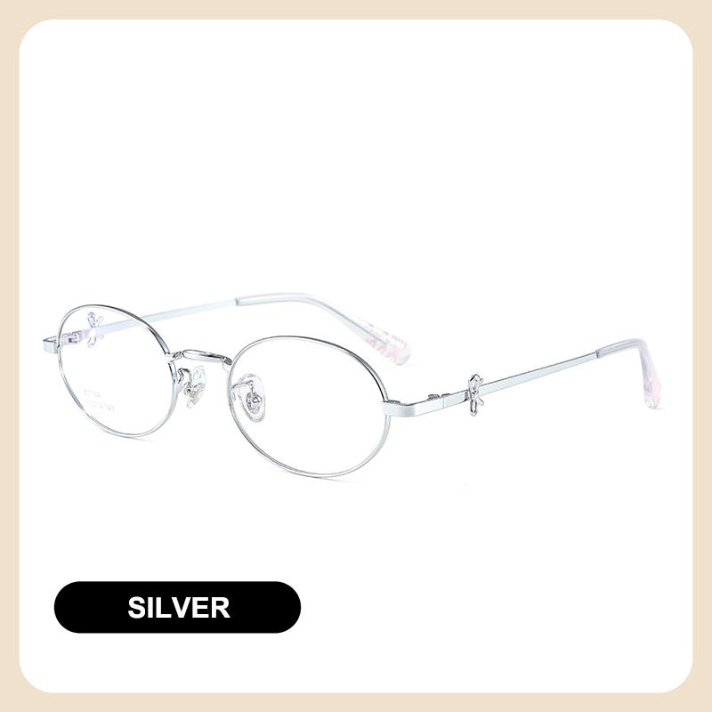 Fashionable Oval Ultra-Light Metal Glasses Frame Stylish Bowknot Trendy Women s Eyeglasses Retro Luxury Design Spectacles серебряный