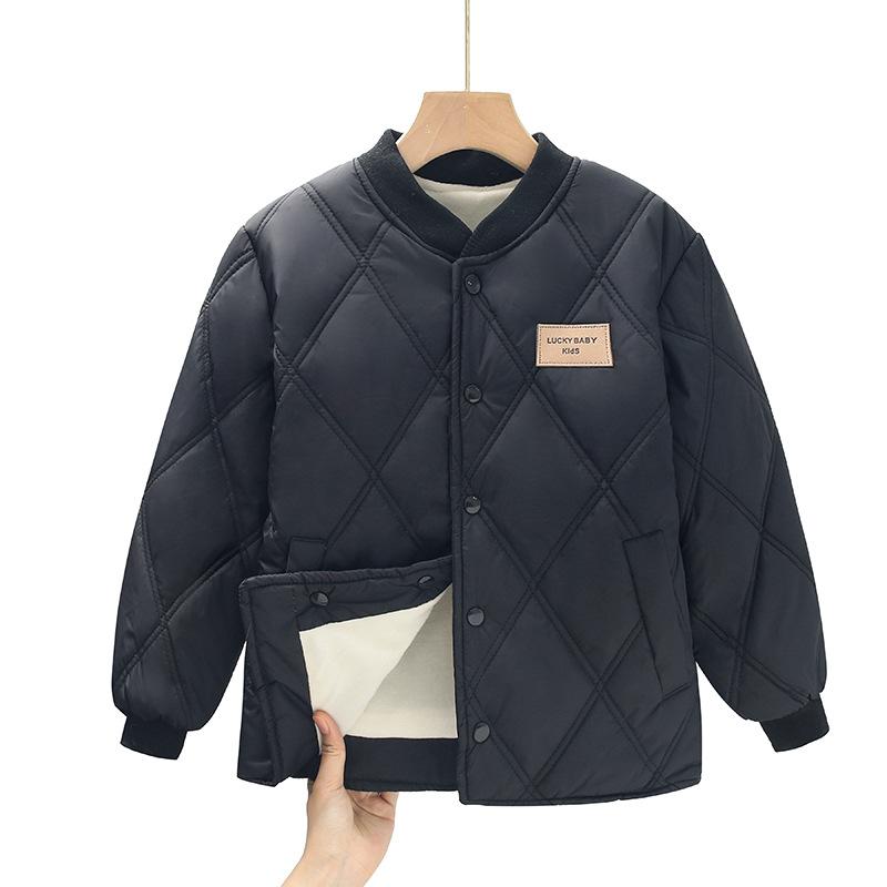 Kids Unisex Solid Color Padded Winter Coat Boys Girls Outerwear Jacket