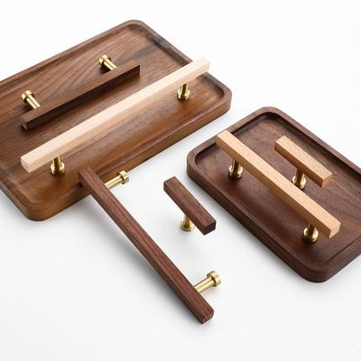 High-End Walnut Wood Wood Cabinet Handles Luxury Design Beech Wood Door Knobs Minimalist Modern Wooden Handles Kitchen