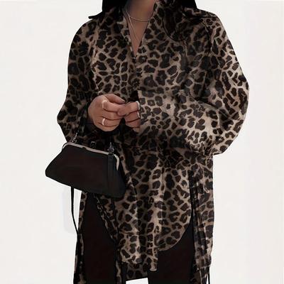 Women's Casual Elegant Long Sleeve Leopard Print Top