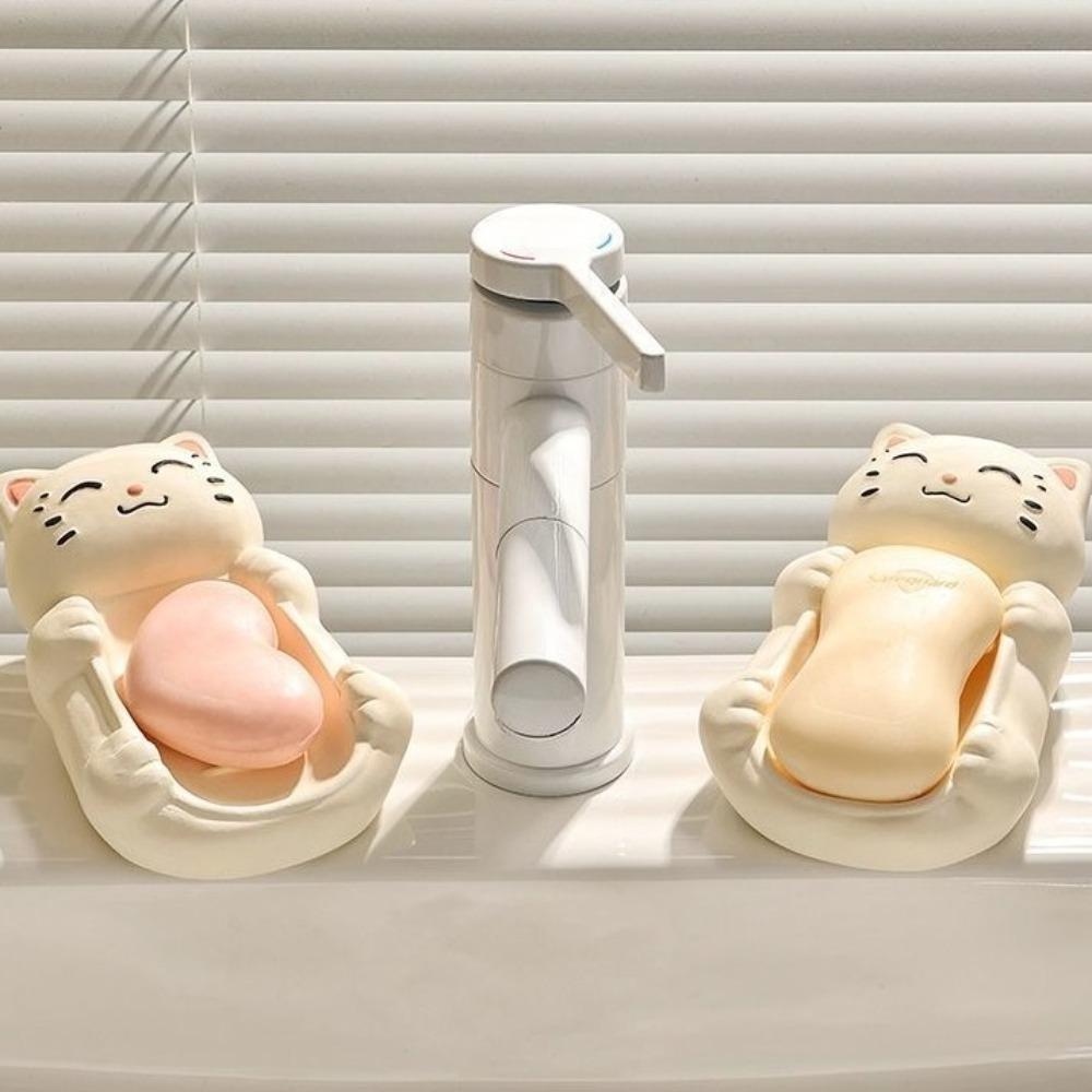 Cartoon Ceramic Soap Box Waterproof Soap Dish Household Use Draining Soap Box Toilet
