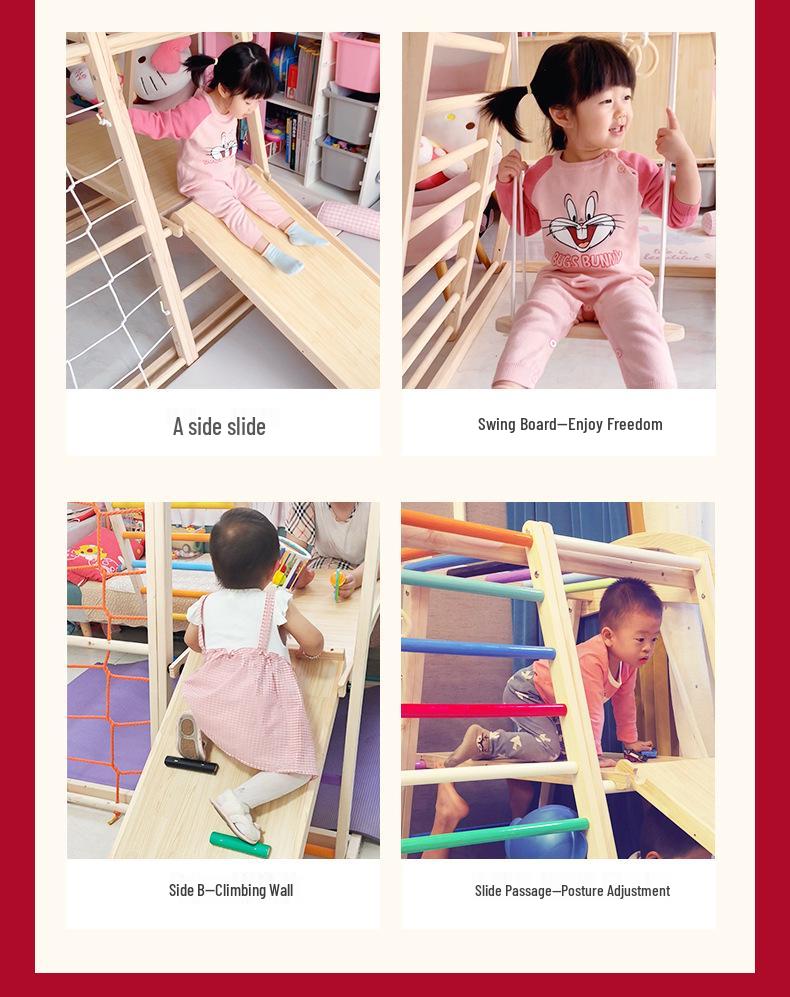 Wooden Indoor Climbing Frame for Kids - Hand & Foot Exercise Toy Rack for Toddlers