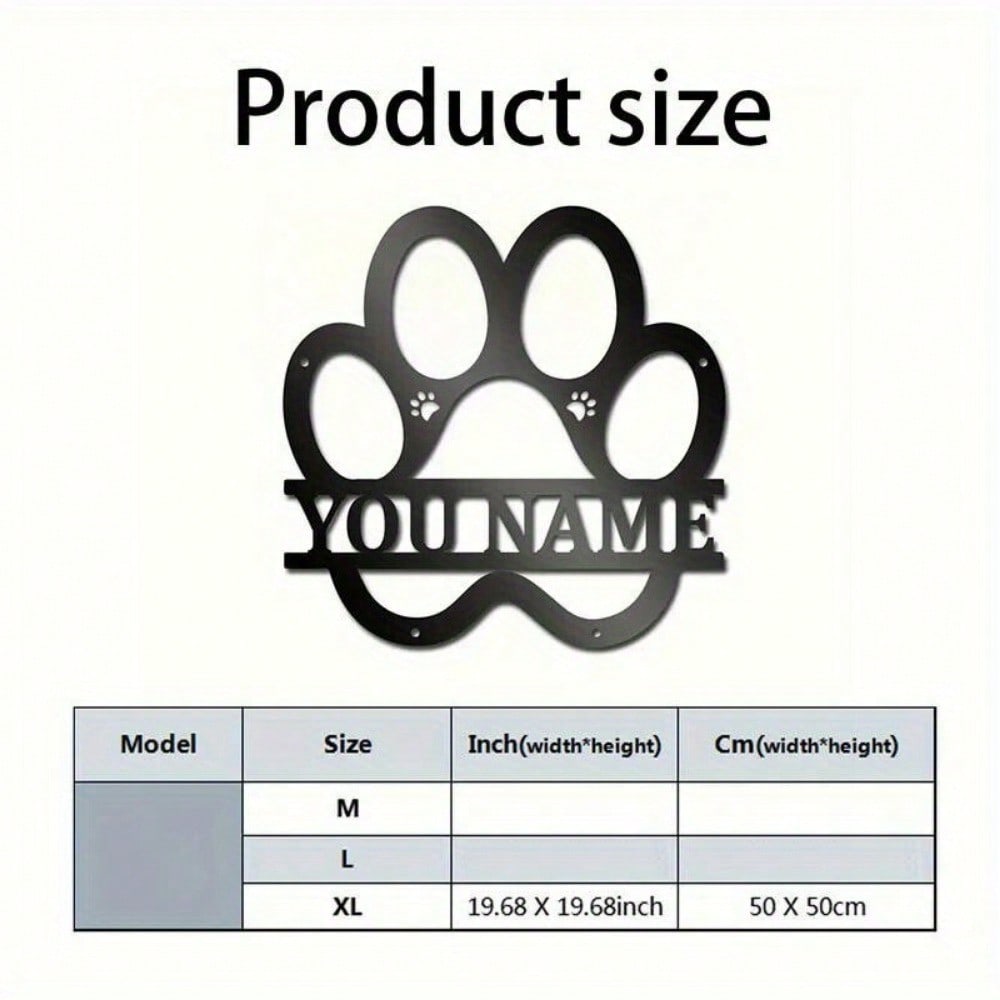 Benutzerdefinierte Hundename Schild Wandkunst Metall Pfotenabdruck Dekor für Tierliebhaber Einzigartiges Geschenk