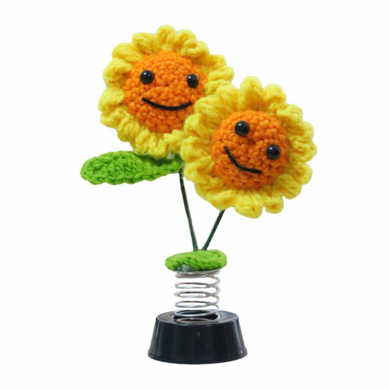 Car Decoration Ornaments Hand-woven Sunflower Shake Head Interior Decoration Flower Simulation Pendent Car Styling