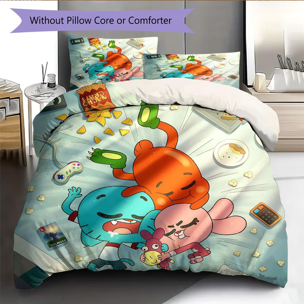 The Amazing World of Gumball Pattern Bedding Quilt Set Home Decoration Gift (1 * duvet cover + 2 * pillowcase without core)