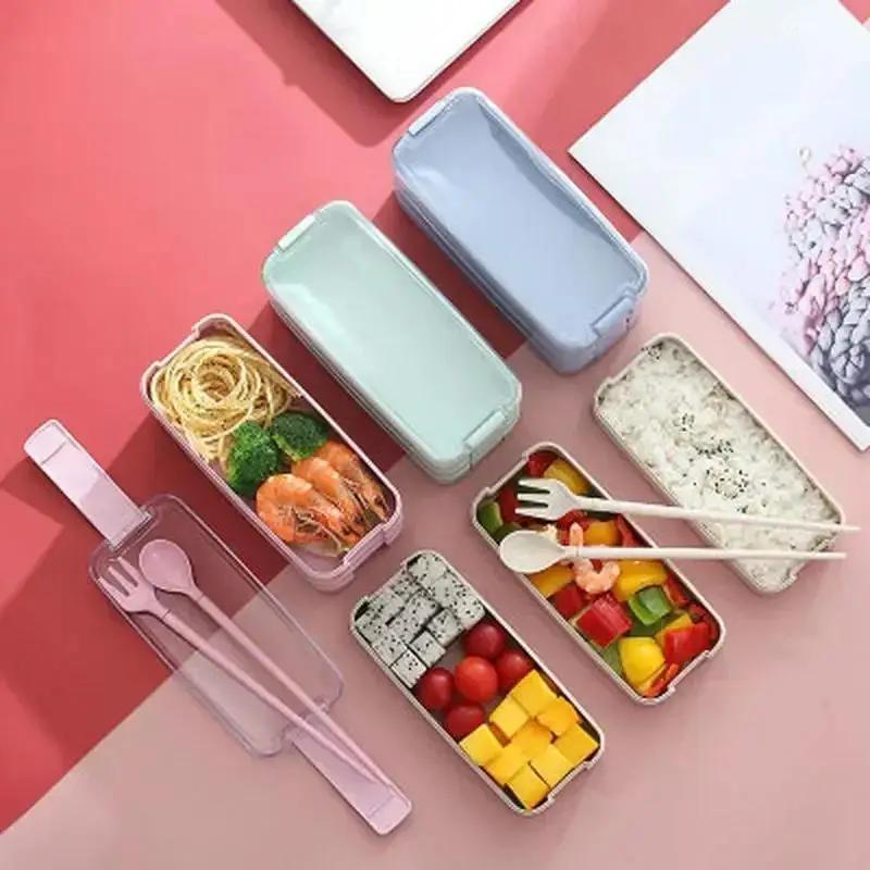 Nordischer Stil Gesundes Material Lunchbox 3 Schichten Weizenstroh Bento Boxen Mikrowellengeschirr Lebensmittelaufbewahrungsbehälter Lunchboxen