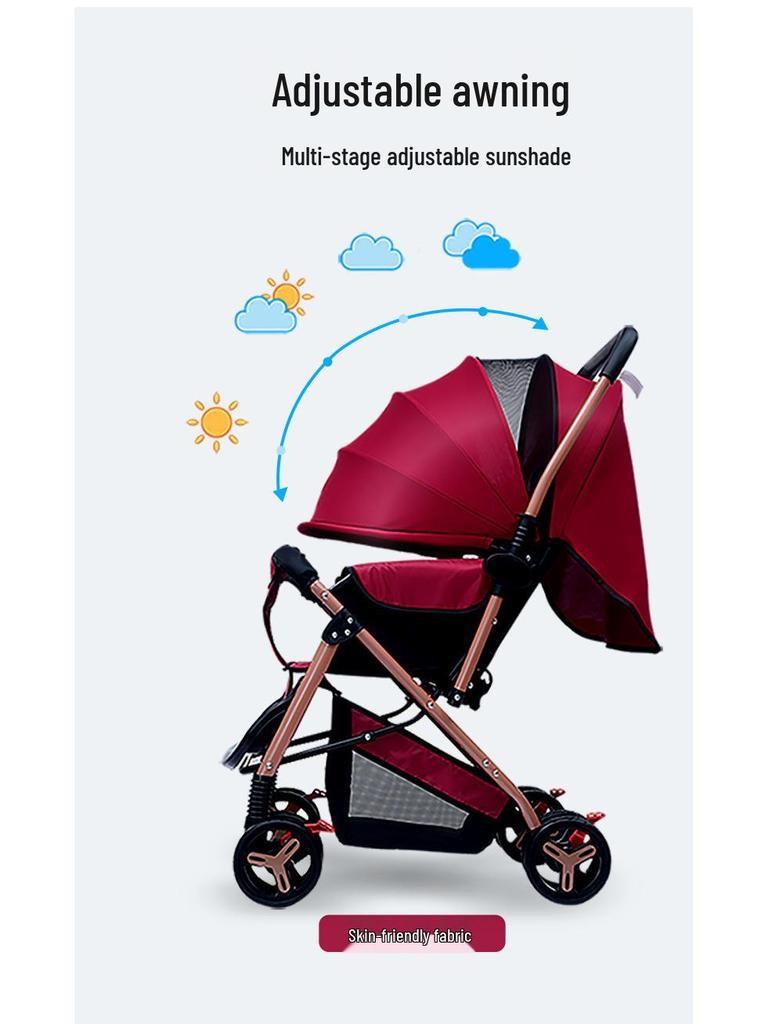 Lightweight, Foldable, Two-Way Baby Stroller with Four Wheels