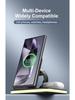 15W Foldable Magnetic Stand: 3-in-1 Wireless Charger for Phone, Watch & Earbuds