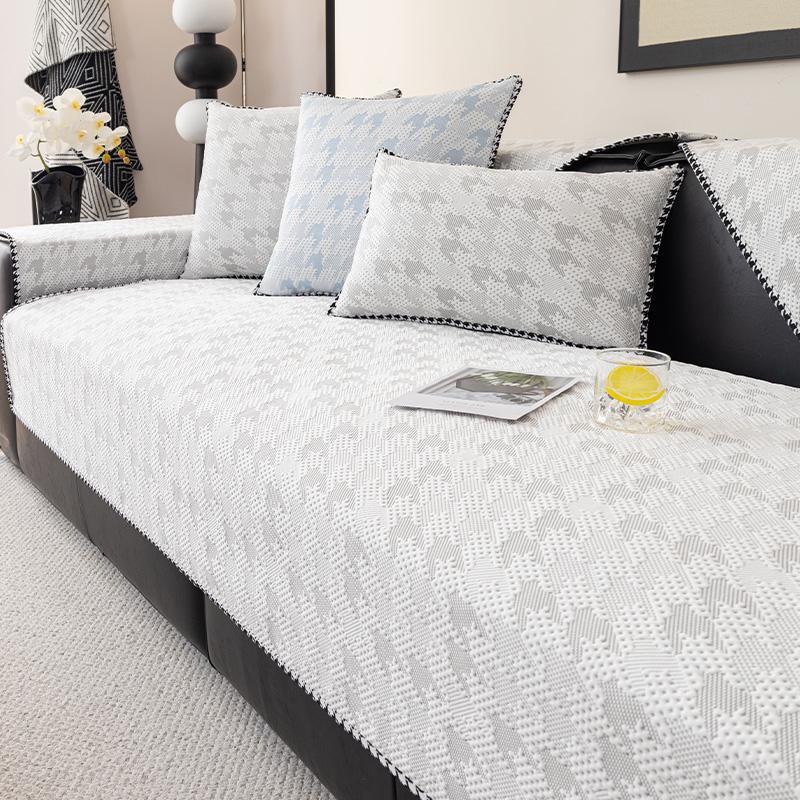 Funda   Summer Home Cool Feeling Slipcover Non-slip Ice Silk Houndstooth Sofa Cushion Couch Sofa Cover