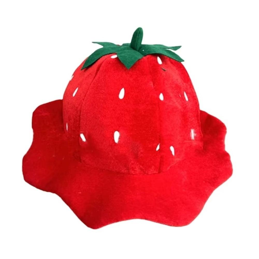 Red Plush Strawberry Hat Cartoon Strawberry Cosplay Fruit Hat Strawberry Headgear  Role Playing