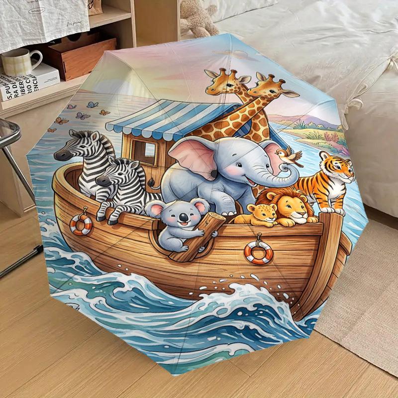 1PC boat animals Umbrella-8-Rib Reinforced, Automatic Open, Lightweight & Durable, Fashion Accessory for Outdoor, H0345