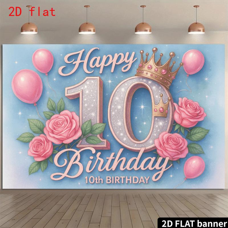 2D flat surface 1 piece of background cloth for a 10th birthday party suitable for home and office settings