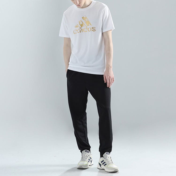 adidas T Shirt Unisex White Gold ADITSG2P-WG