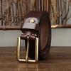 Men's Belt Thickened Real Leather Pin Buckle American Retro Brass Buckle Simple All-Matching Jeans Belt