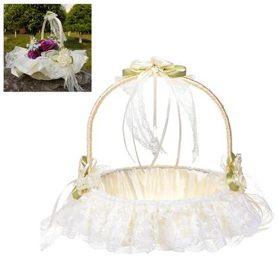 Wedding Flower Basket Wedding Flower Girl Basket Hand Woven Lace Wedding Basket