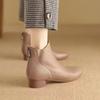 Fashion Pointed Toe Ankle Boots Women Elegant Mid Heels Leather Shoes 2026 Trend Pumps Winter Cozy Large Size Chunky Botas Mujer