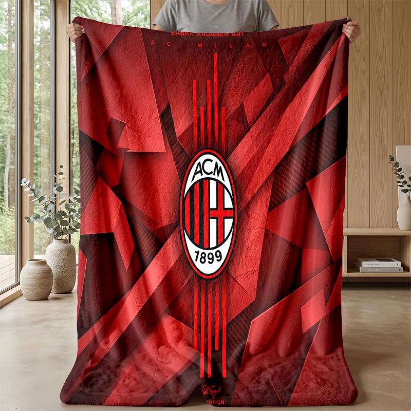 AC Milan Theme Blanket Soft Flannel Blanket Plush Throw Blanket Cozy Sofa Bed Blanket for Home Decor