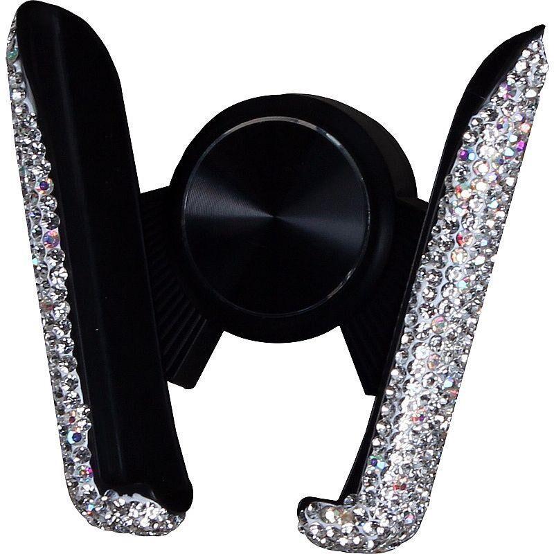 New Model Diamond-Encrusted Car Phone Holder for Dashboard Air Vent, Suction Cup Type, Dual-Use for Car Navigation, Specifically for Women