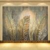 European Style 3D Golden Leaf Wallpaper Art Retro Restaurant Cafe Background Wall Papel De Parede Creative Home Decor 3D Murals