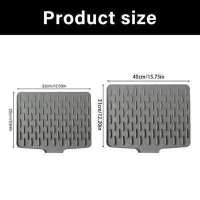 Sloped Silicone Drying Mat For Countertops Heat Resistant Nonslip Drainage Mat Multifunctional Kitchen Tool