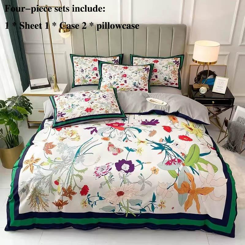 Leka Cotton Four-piece Sheets Were Sleeve Pillowcase Set 1 Light Luxury 1.5 Meters 1.8 Bed Supplies Home Textile