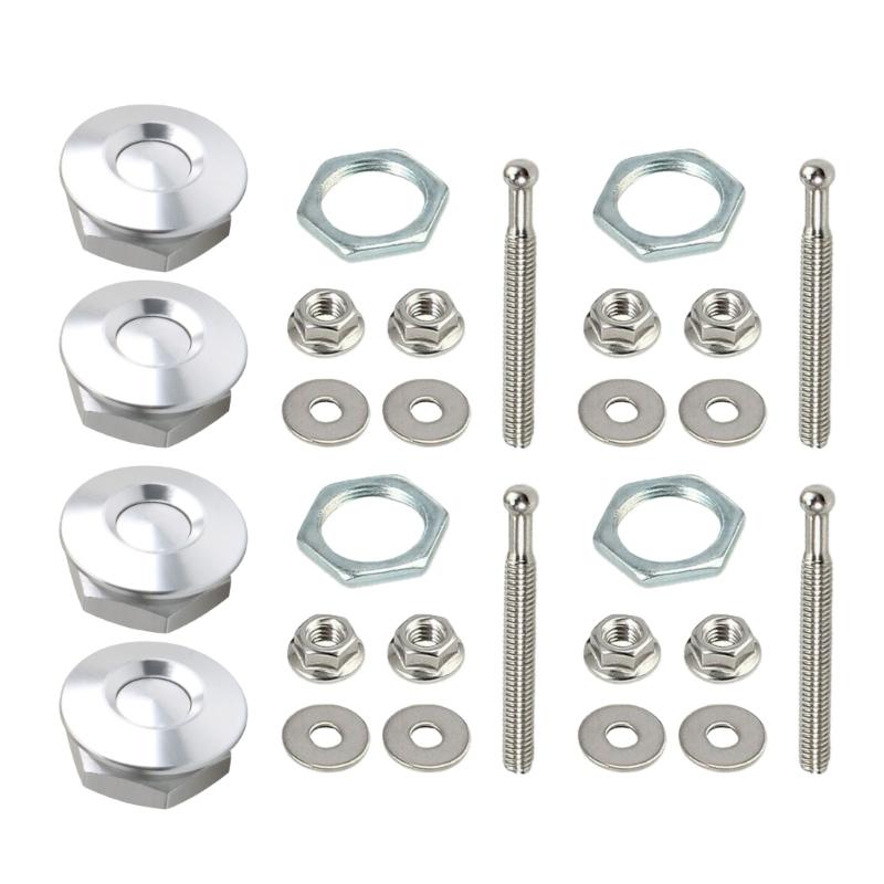 Universally Aluminum Push Button Car Front Bumper Hood Pin Bonnet Lock Latches Clip