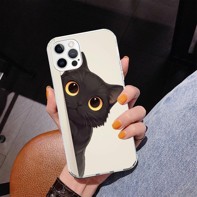 Cat Cute Kitten Cartoon Phone Case For iPhone 17 Air 16 Pro Max 16E 15 + 14 Plus 11 12 13 Mini 7 8 SE Gift Print Cover Fundas 17