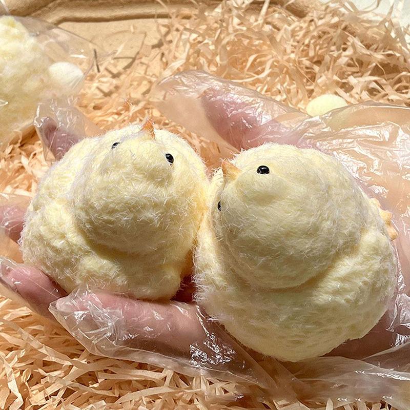 Handmade Yellow Big Chicken Plush Silicone Squishy Pinching Toys Cute Hen Chicks Taba Squeezing Toy Fuzzy Release Hand Stress