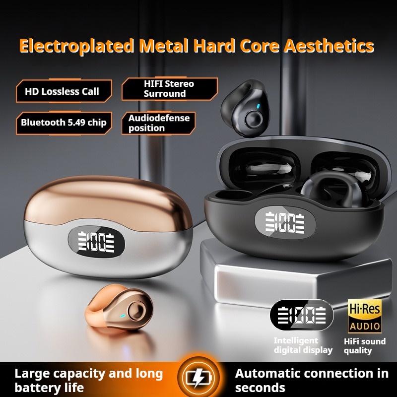 NEW Clip-on Bone Conduction Earphones LED Surround Sounds Wireless Bluetooth Headphones Noise Reduction Headsets Sports Earbuds