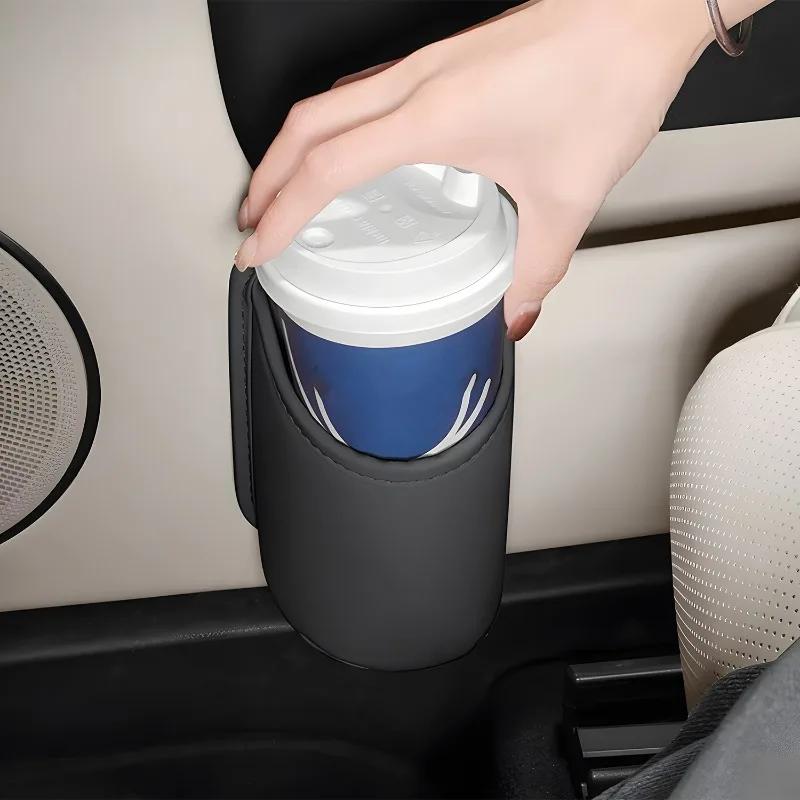 Auto Back Seat Cup Holder Organizer PU Leather Automotive Drink Rack Storage Bin Car Interior Accessories Car Door Cup Holder