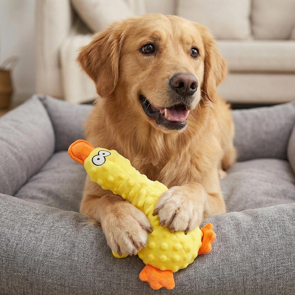 1/2Pcs Pet Plush Toy Dog Calming Duck Companion Sleeping Duck Toys Chew Toy Durable Squeaky for Puppy Pet Teeth Cleaning Chew